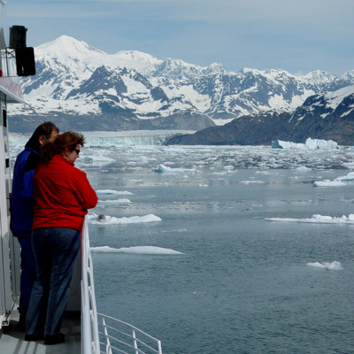 Guests can get outside and feel the crisp wind coming off of Columbia glacier.
