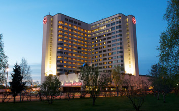 Sheraton Anchorage at twilight.