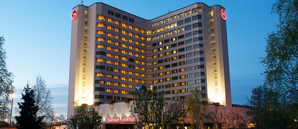 Sheraton Anchorage at twilight. Sheraton Anchorage at twilight.
