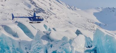 Glacier landing helicopter adventure near Anchorage, Alaska.