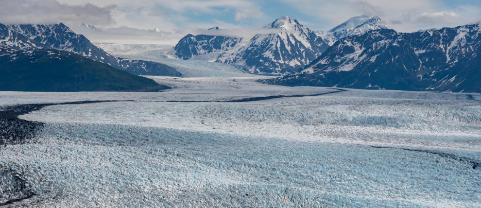 Take in spectacular views of Knik glacier from the air.