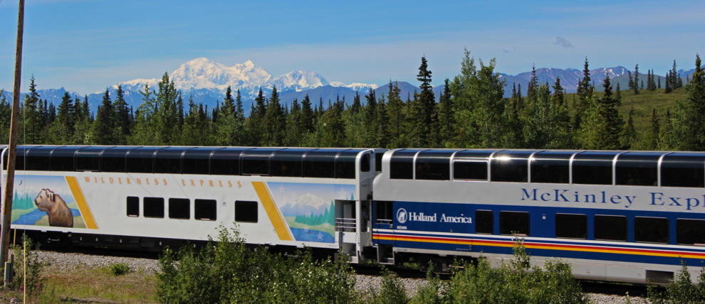 View of Denali from the Wilderness Express train. View of Denali from the Wilderness Express train.