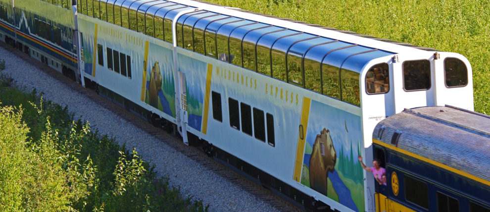 Aerial view of Wilderness Express dome car.