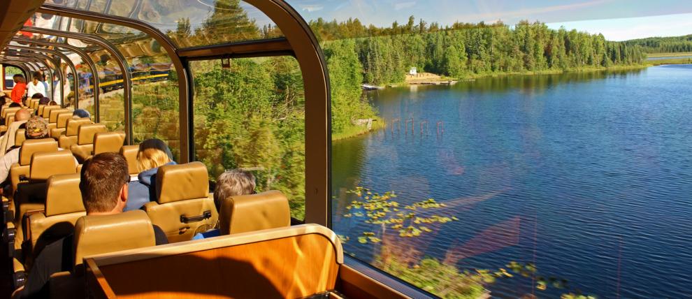 Enjoy a sunny day on the Wilderness Express dome car.