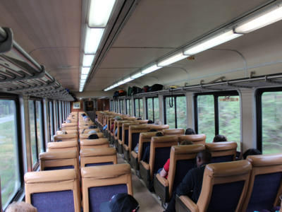 Enjoy a scenic train ride in the Adventure Class.