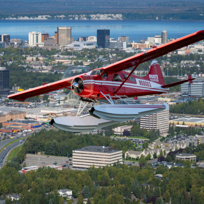 View of downtown Anchorage from the air.
