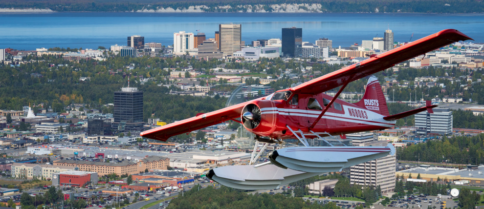 View of downtown Anchorage from the air. View of downtown Anchorage from the air.