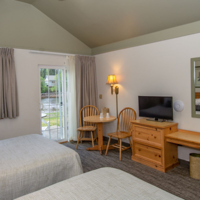 Interior of guest room at the River's Edge Resort.