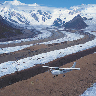 Explore Root Glacier from the air.