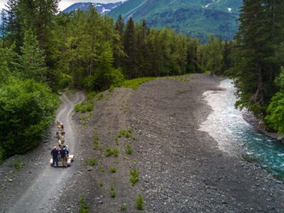 Enjoy a creekside dog sled ride with Seavey's iditarod team. Enjoy a creekside dog sled ride with Seavey's iditarod team.