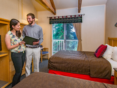 Standard double room at the Denali Bluffs Hotel.
