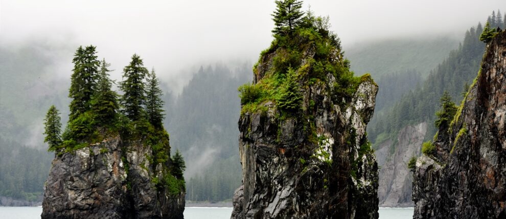Sea stacks in Resurrection Bay. Sea stacks in Resurrection Bay.
