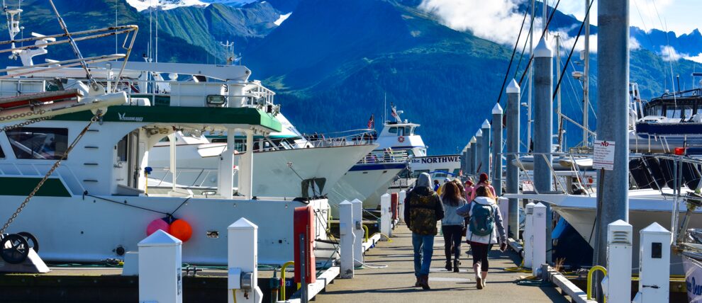 Day cruise ships in Seward's Small Boat Harbor. Day cruise ships in Seward's Small Boat Harbor.