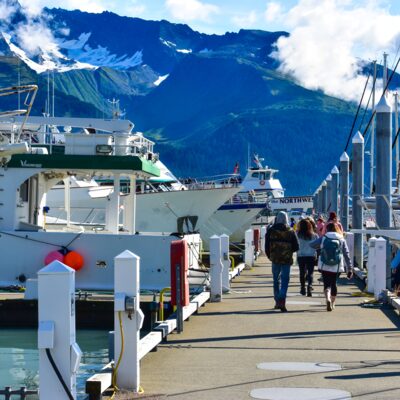 Day cruise ships in Seward's Small Boat Harbor.