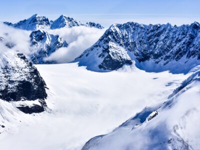 Flying among giants in the Alaska Range.