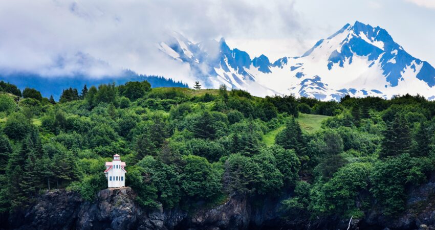 Halibut Cove lighthouse near Homer, Alaska.