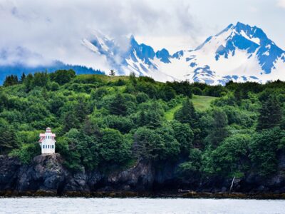 Halibut Cove lighthouse near Homer, Alaska.
