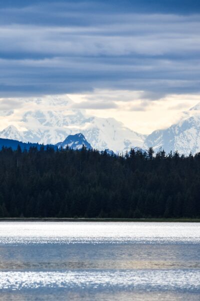 Mountain views from Bartlett Cove in Glacier Bay.