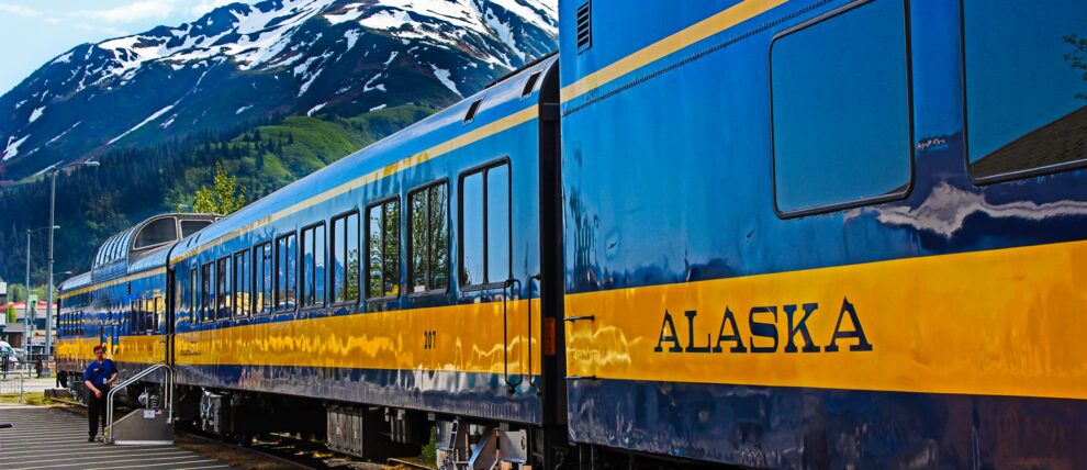 Train awaits passengers in Seward, Alaska.