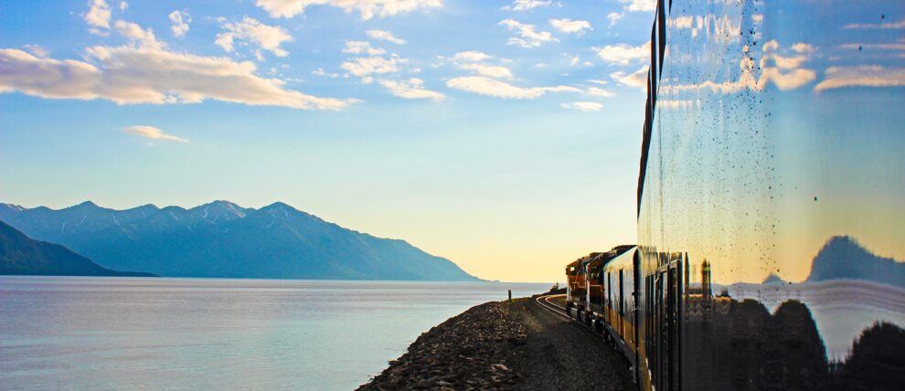 Evening views of the Turnagain Arm from the Coastal Classic train.