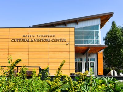 Entrance to the Morris Thompson Cultural & Visitors Center in Fairbanks, Alaska. Entrance to the Morris Thompson Cultural & Visitors Center in Fairbanks, Alaska.