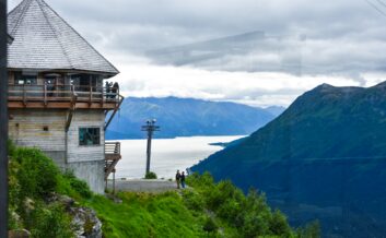 Turnagain Arm views as the Alyeska Tram descends.
