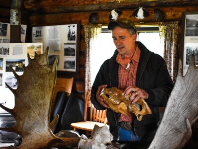 Local guide in Wiseman, Alaska, discussing Artic Circle wildlife.