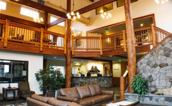 The Breeze Inn's soaring lobby.