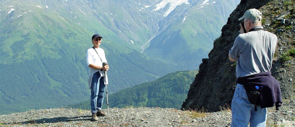 Photo op on a guided hike high above Girdwood, Alaska. Photo op on a guided hike high above Girdwood, Alaska.