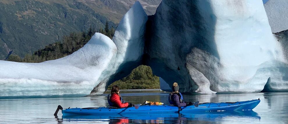 Morning paddle on the Spencer Glacier Lake.