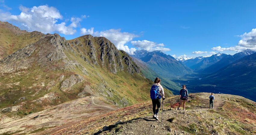 A sunny day for hikers on the Alpine Classic Trek.