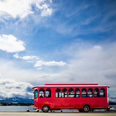 Popular trolley tour stop at the Lake Hood Seaplane Base.