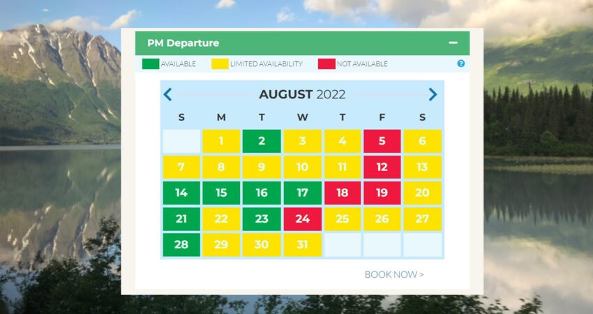 Example of a product availability calendar.
