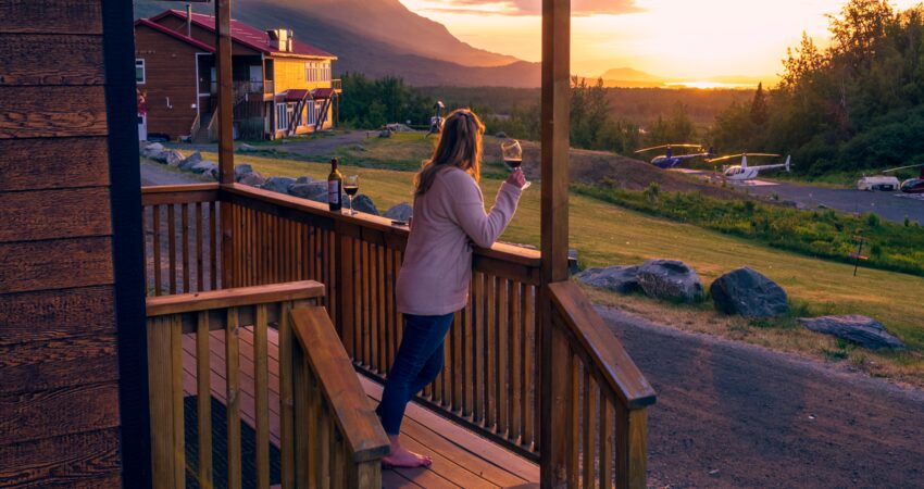 Perfect end to an Alaska day at the Alaska Glacier Lodge. Photo by Tyler Bryan, Roam Wild Productions.