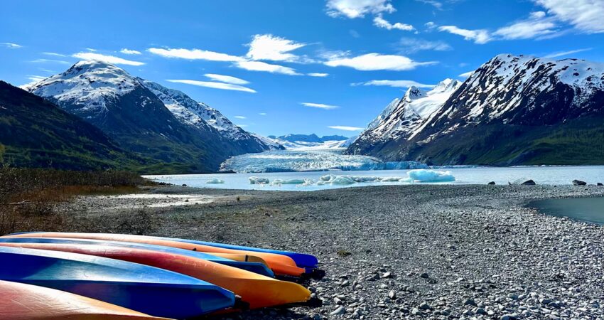 Ready to paddle at Spencer Glacier.