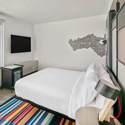 Single king room at the Aloft Hotel in Anchorage.