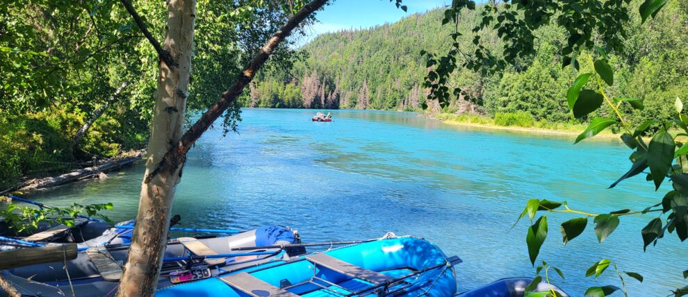 Rafts and rafter on the Kenai River. Rafts and rafter on the Kenai River.