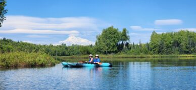 Denali views on a Talkeetna lakes kayak tour.