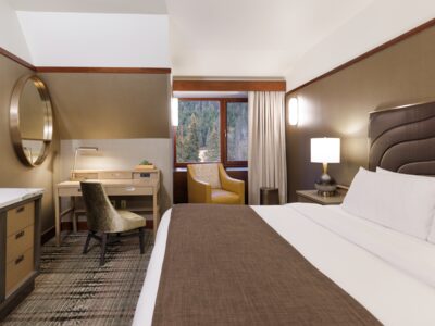 Freshly renovated king room at the Alyeska Resort.