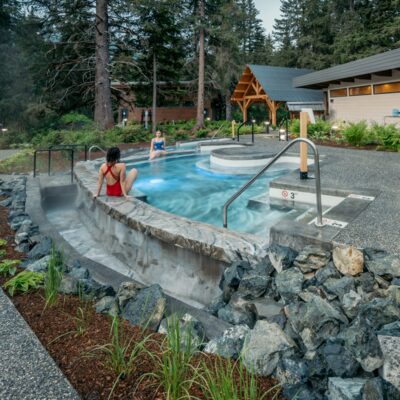 One of several pools at the Alyeska Resort Nordic Spa.
