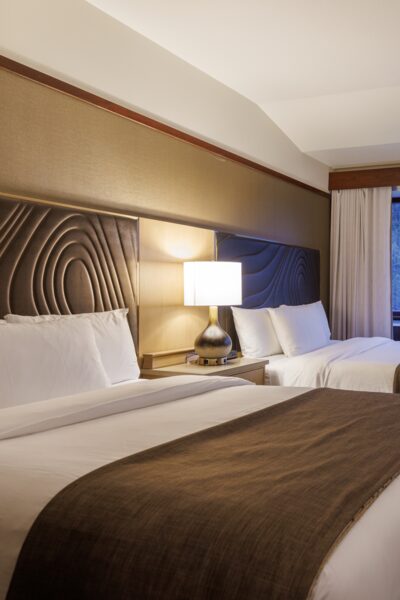 Double queen room at the Alyeska Resort.