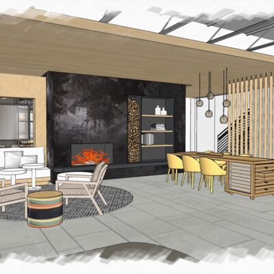 Rendering of the remodeled Aviator lounge.