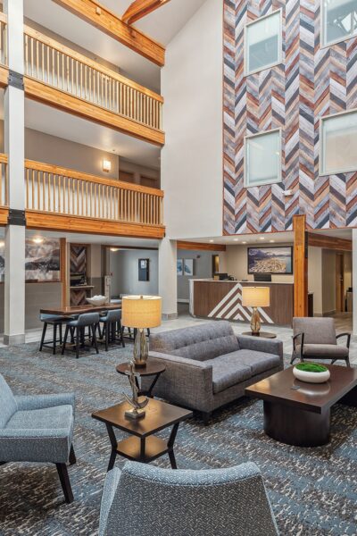 Attrium lobby at the Hotel Edgewater.