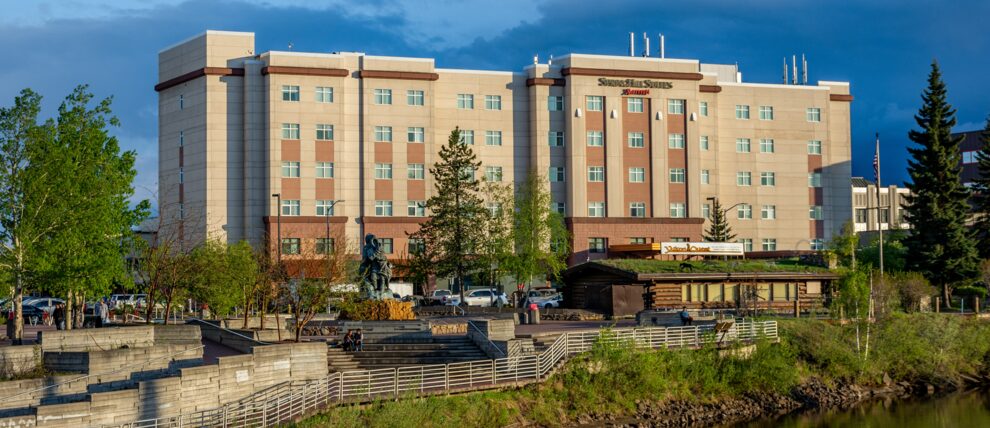 The Springhill Suites sits on the Chena River in Fairbanks.