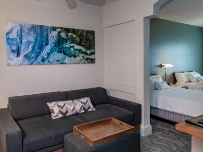 Pullout sofa in a suite room at the Springhill in Fairbanks.