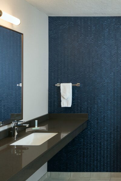 Spacious bath in a double queen room at the Fairfield.