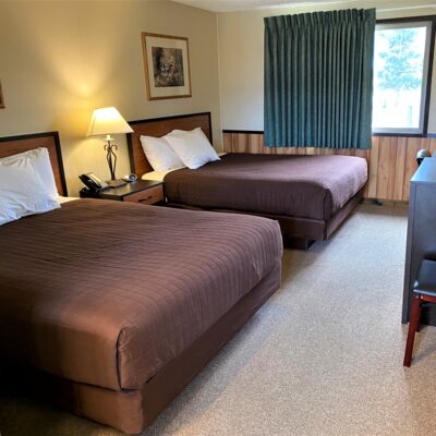 Double queen room at the Denali Park Hotel.