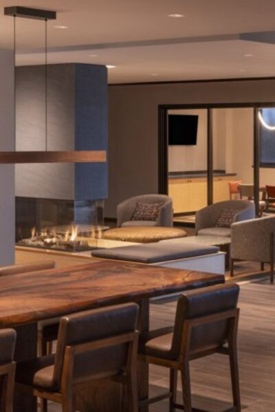 Lower lobby at the Wildbirch Hotel in Anchorage.