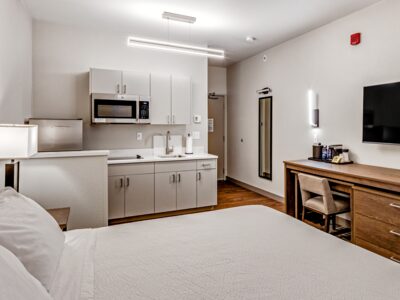 King kitchenette room at the Aspen Suites in Anchorage.