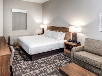 Standard king room at the Aspen Suites Anchorage.